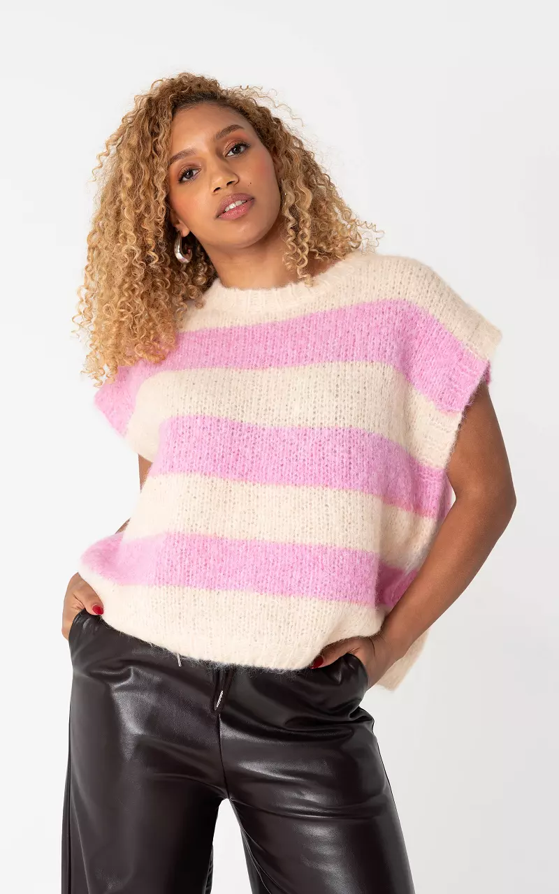 Pullunder mit Streifen Creme Hellrosa