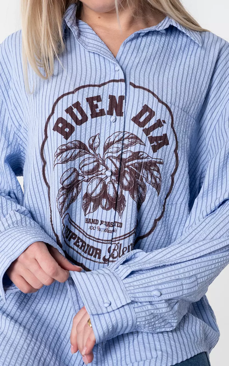 Printed blouse Light Blue Dark Brown