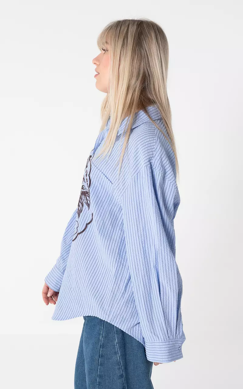 Printed blouse Light Blue Dark Brown