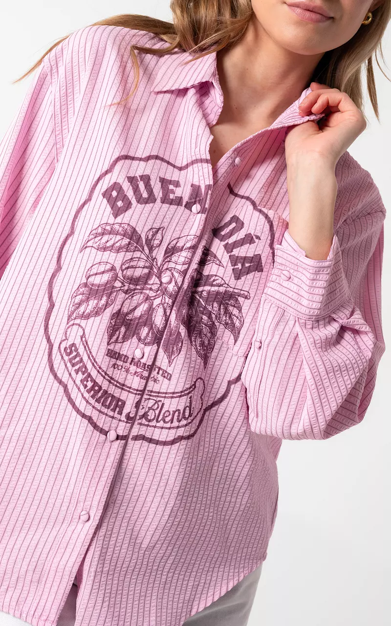 Bluse mit Muster Pink Bordeaux