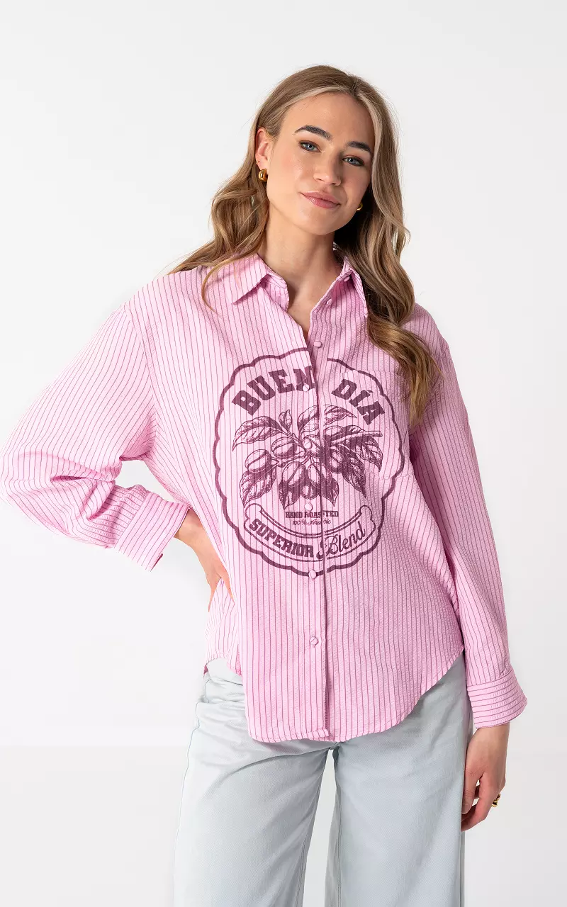 Bluse mit Muster Pink Bordeaux