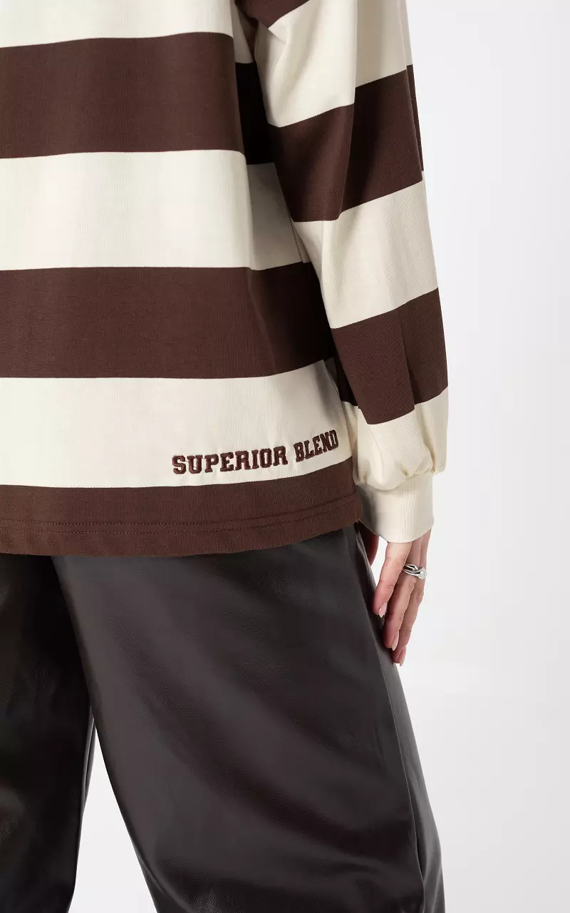 Pullover mit Streifen Creme Dunkelbraun