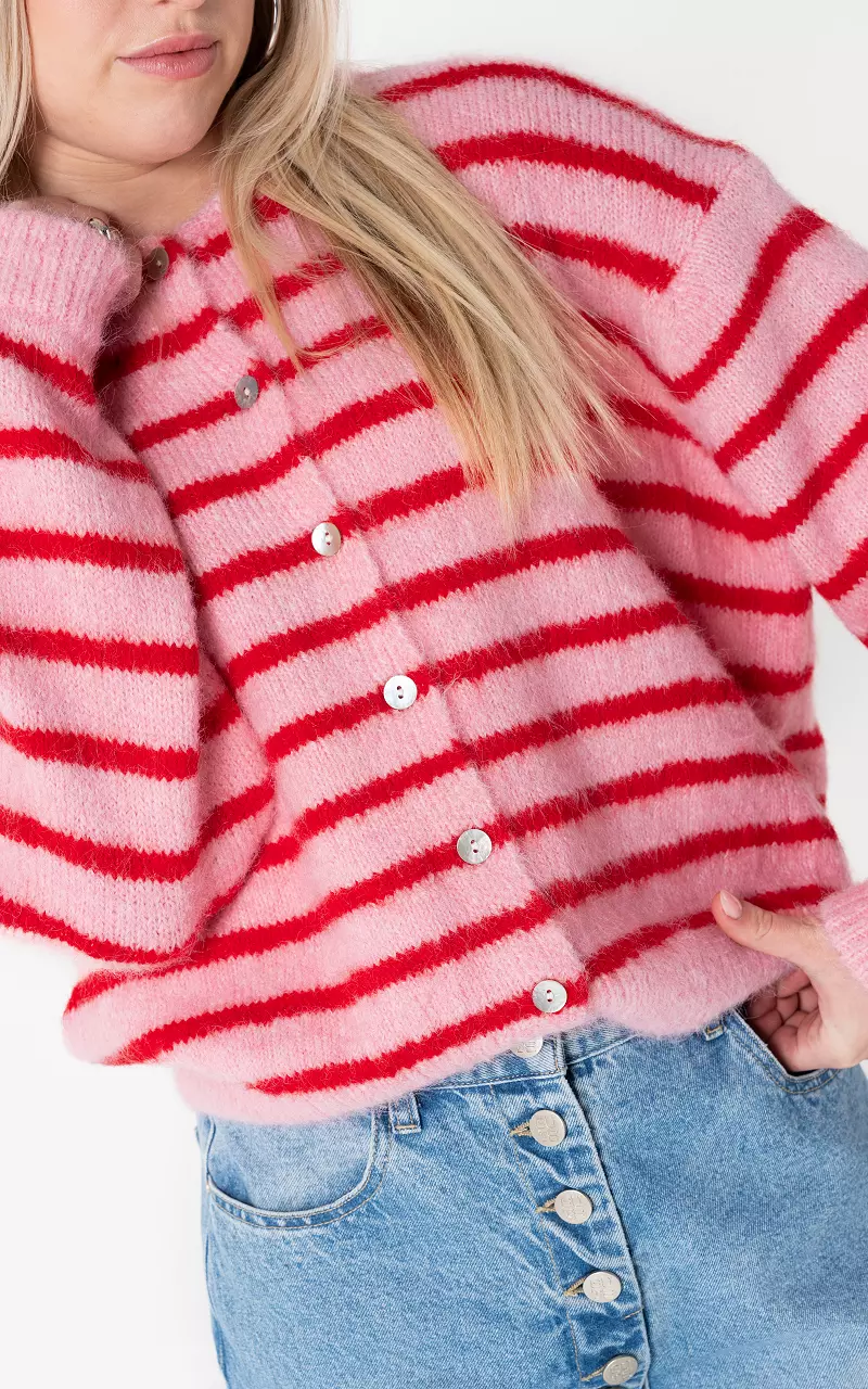 Vest met streep Lichtroze Rood