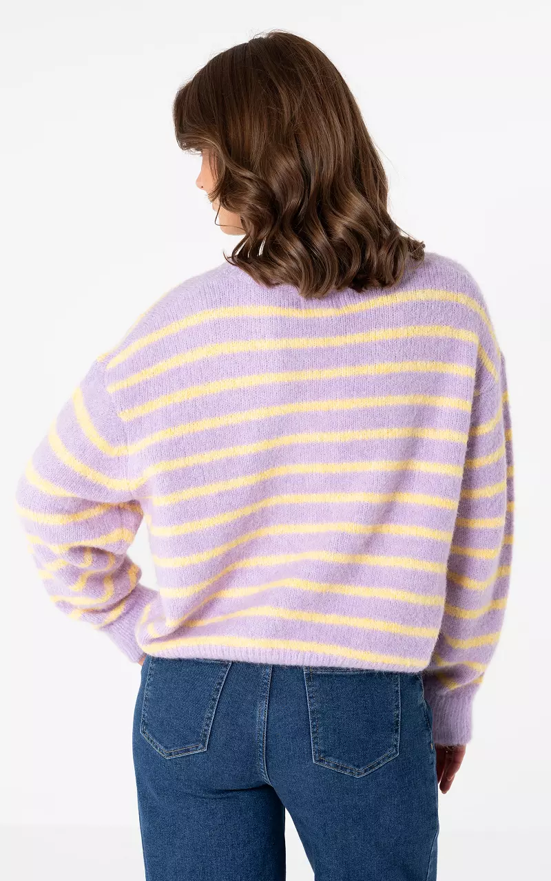 Pullover mit Streifen Flieder Hellgelb