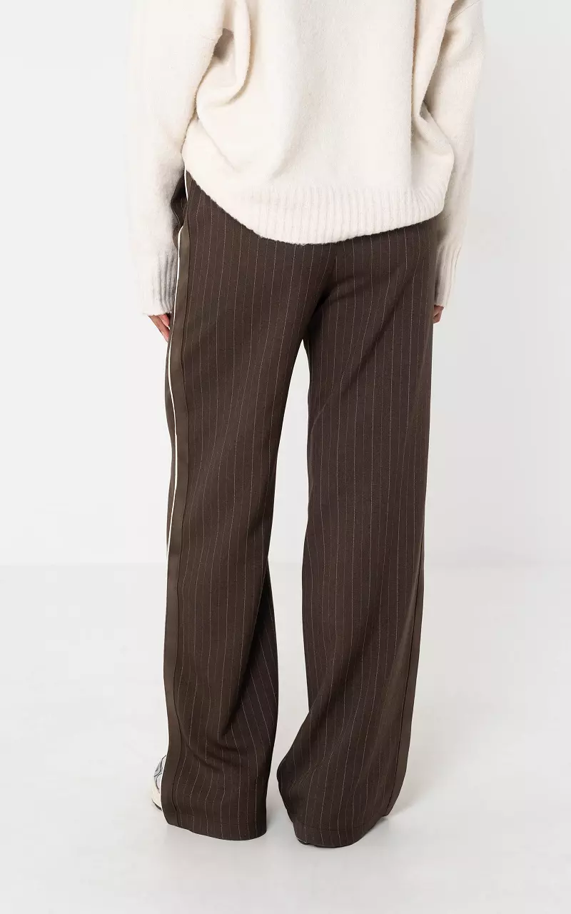 Broek met streep Donkerbruin Wit