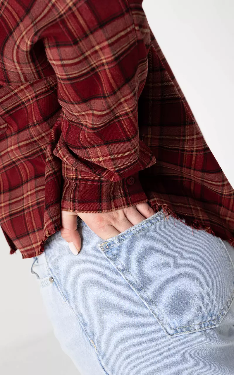 Bluse mit Karomuster Rot Beige