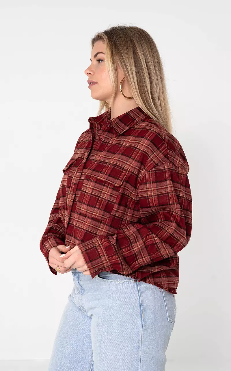 Bluse mit Karomuster Rot Beige