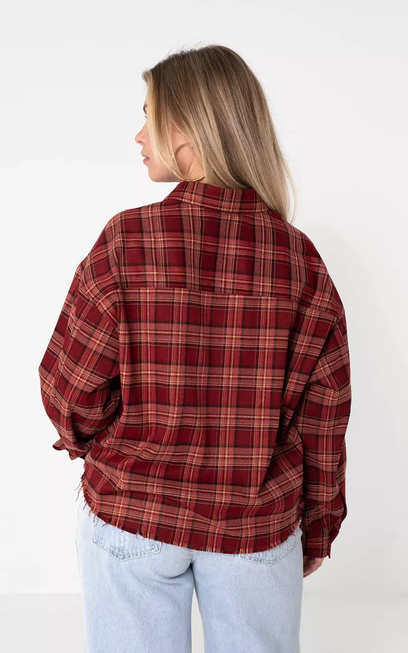 Bluse mit Karomuster Rot Beige