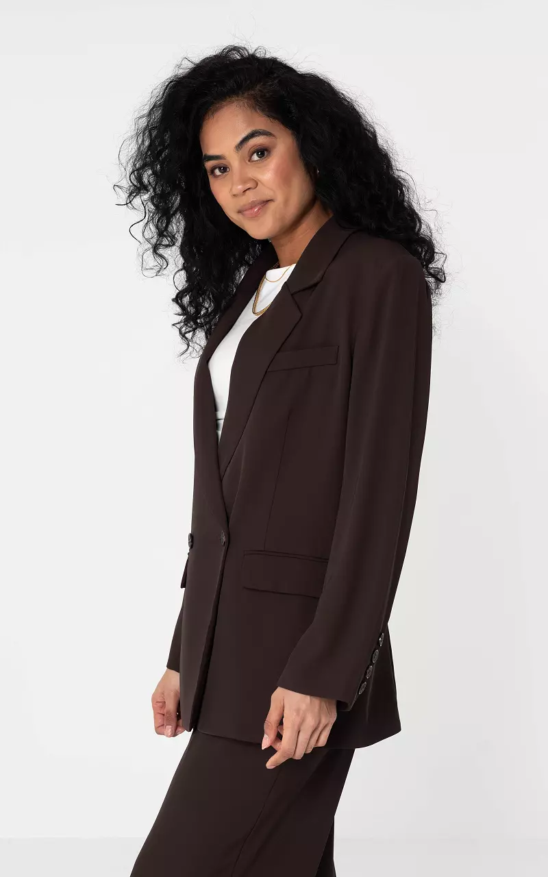 Blazer mit Knopfverschluss Dunkelbraun
