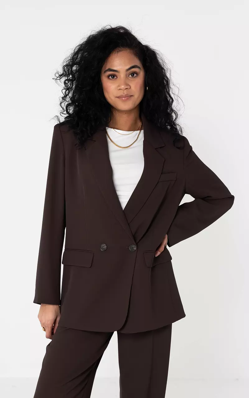 Blazer mit Knopfverschluss Dunkelbraun