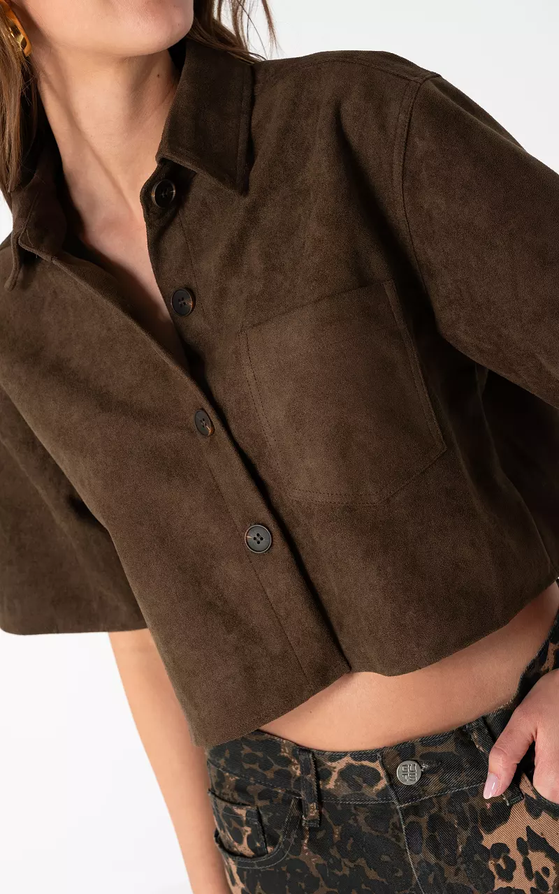 Suede look blouse Brown