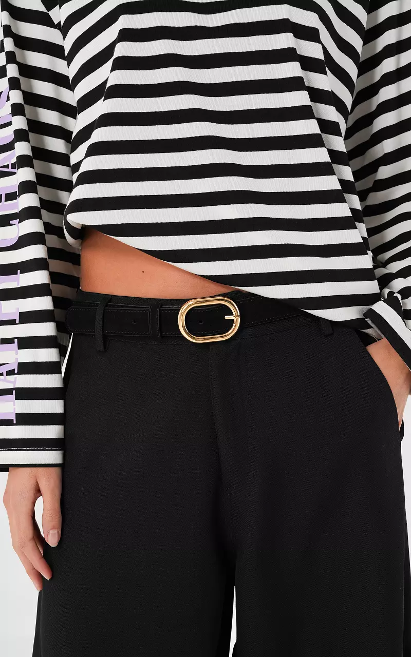 Leren riem Zwart Goud