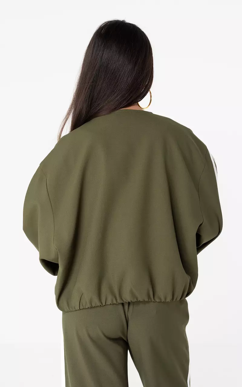 Bomber à zip Vert Blanc