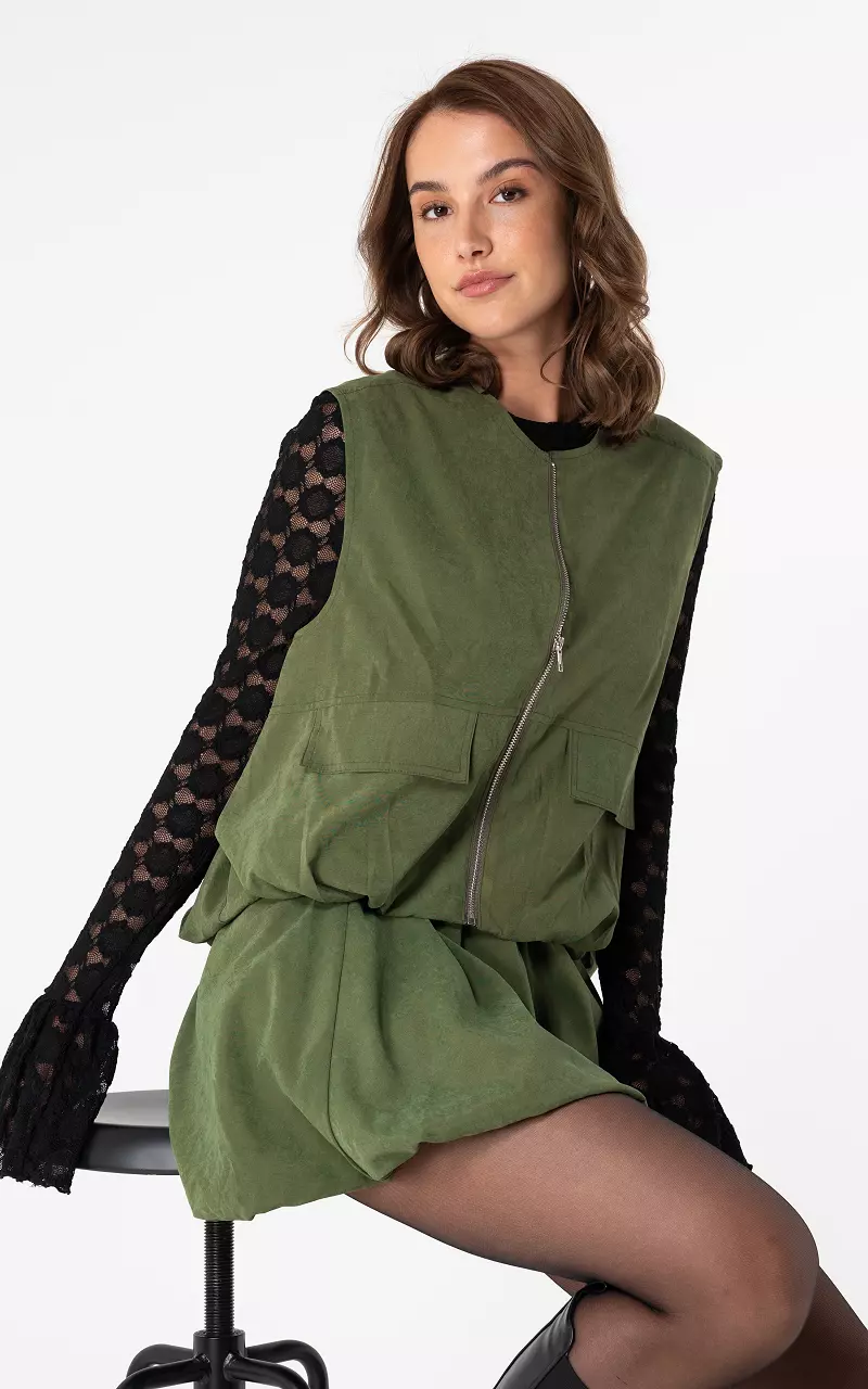 Gilet met rits Groen