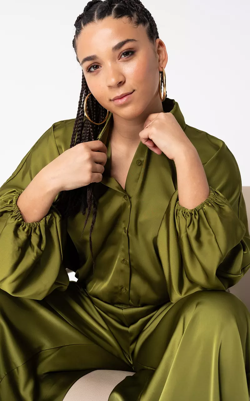 Bluse im Satin-Look Kaki