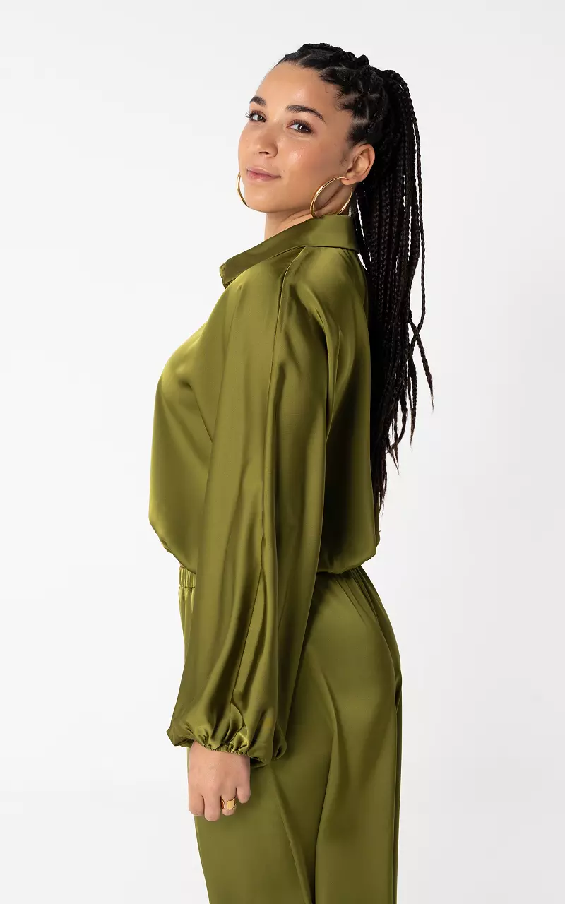 Bluse im Satin-Look Kaki