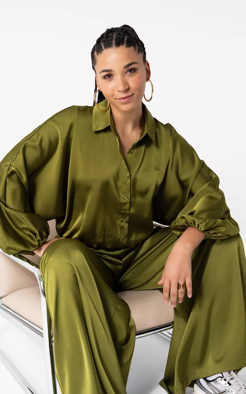 Bluse im Satin-Look Kaki