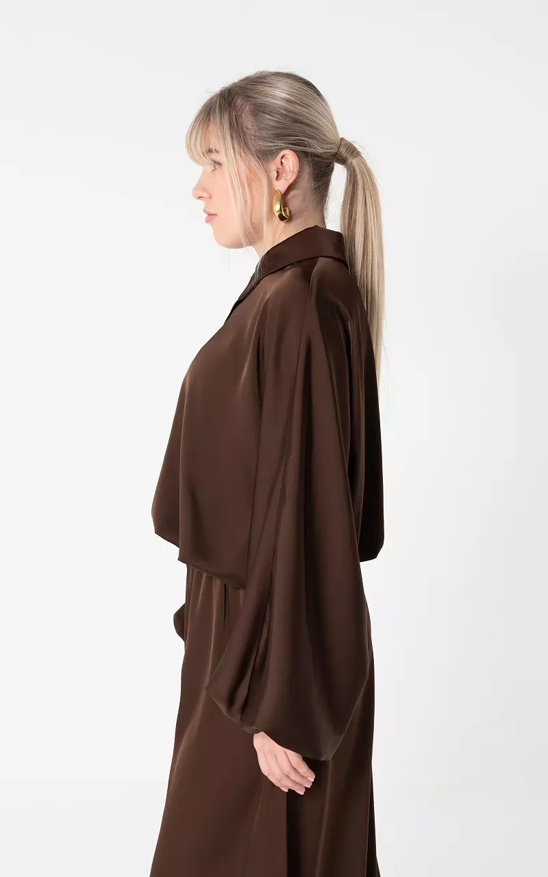 Bluse im Satin-Look Dunkelbraun