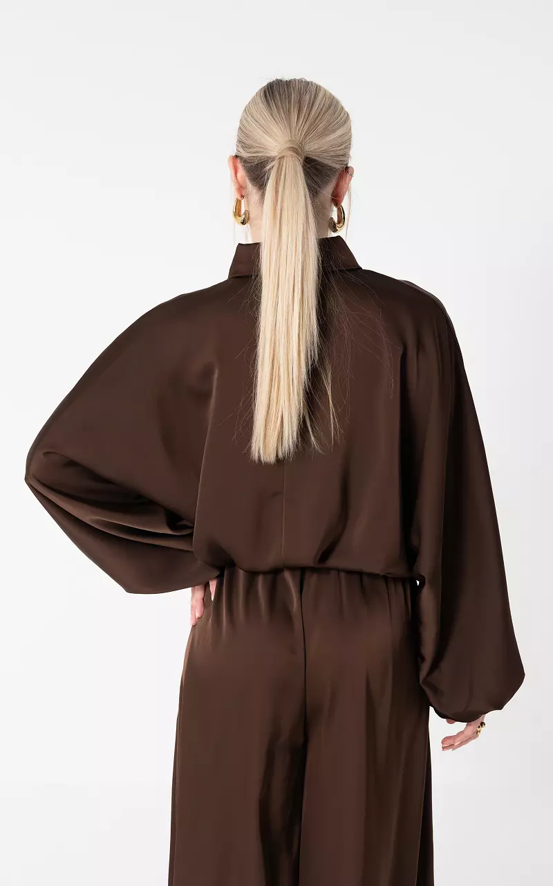 Bluse im Satin-Look Dunkelbraun