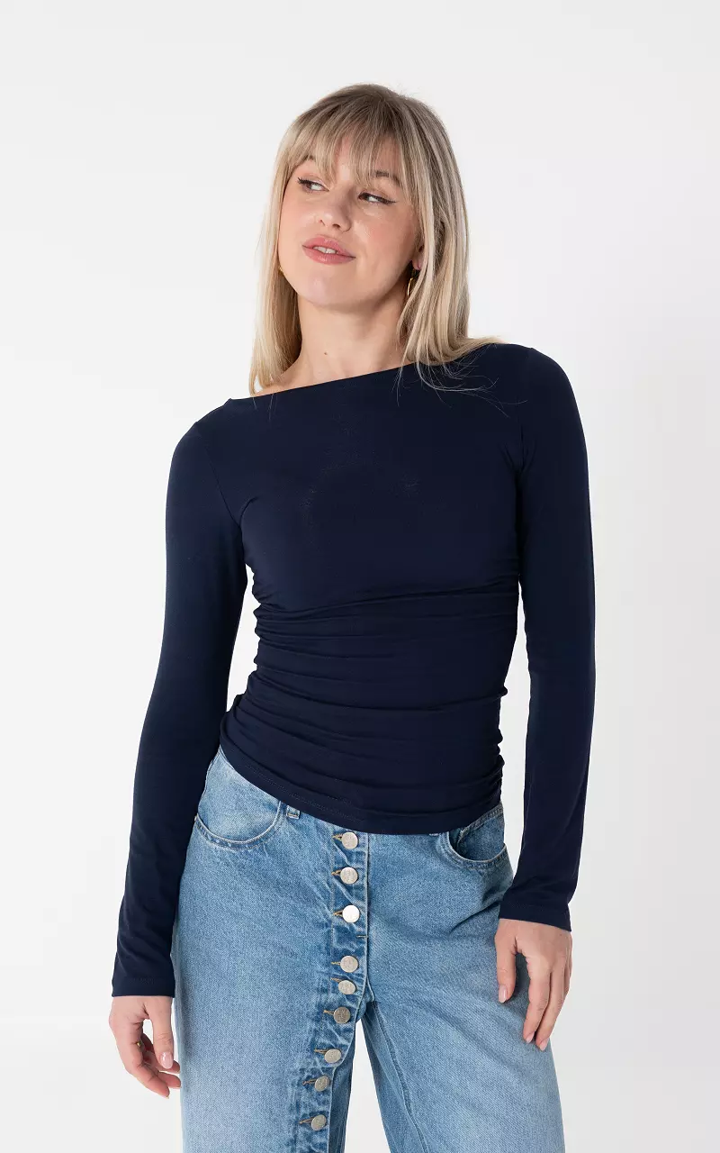 Top with boat neck Dark Blue