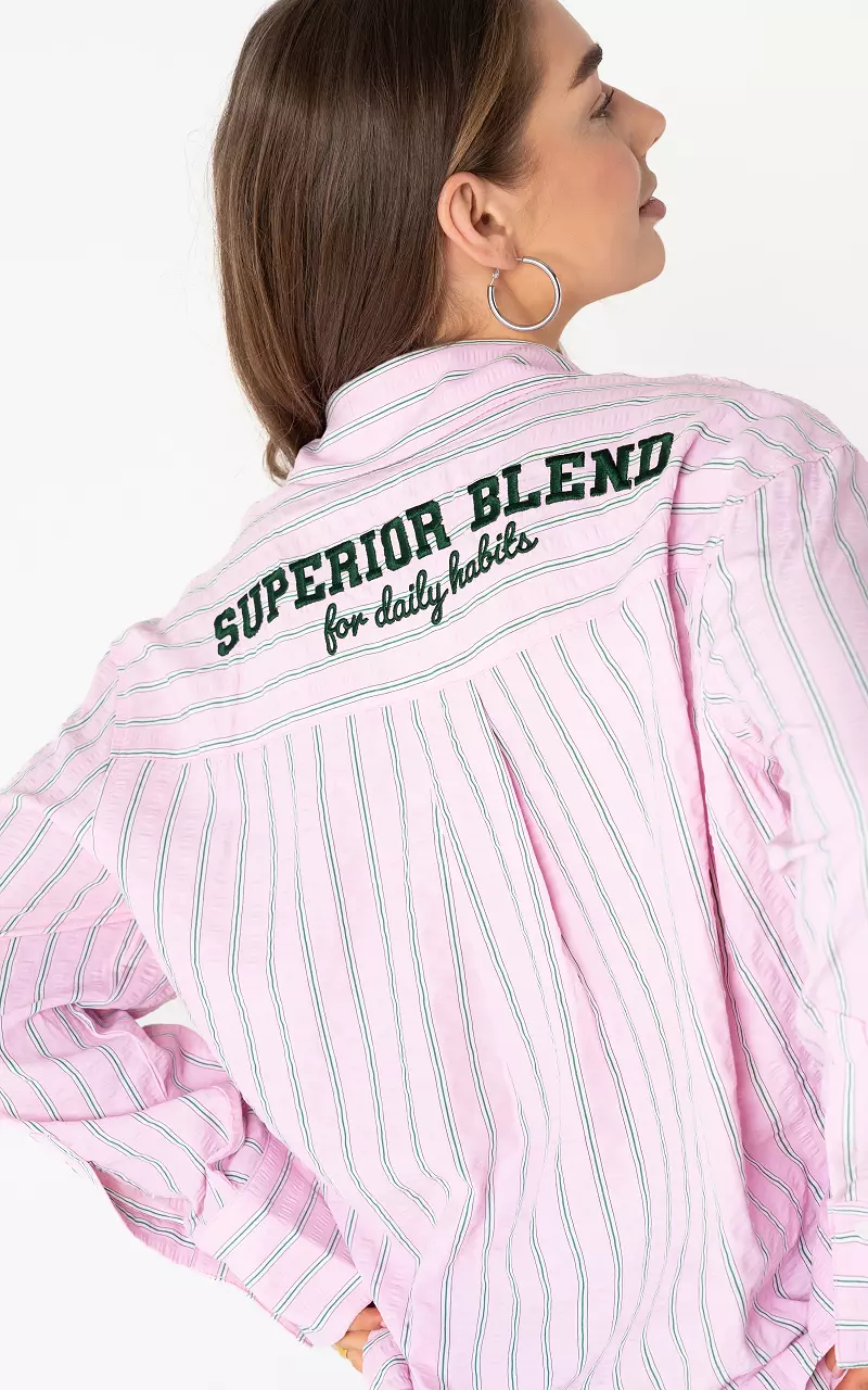 Blouse with text Pink White