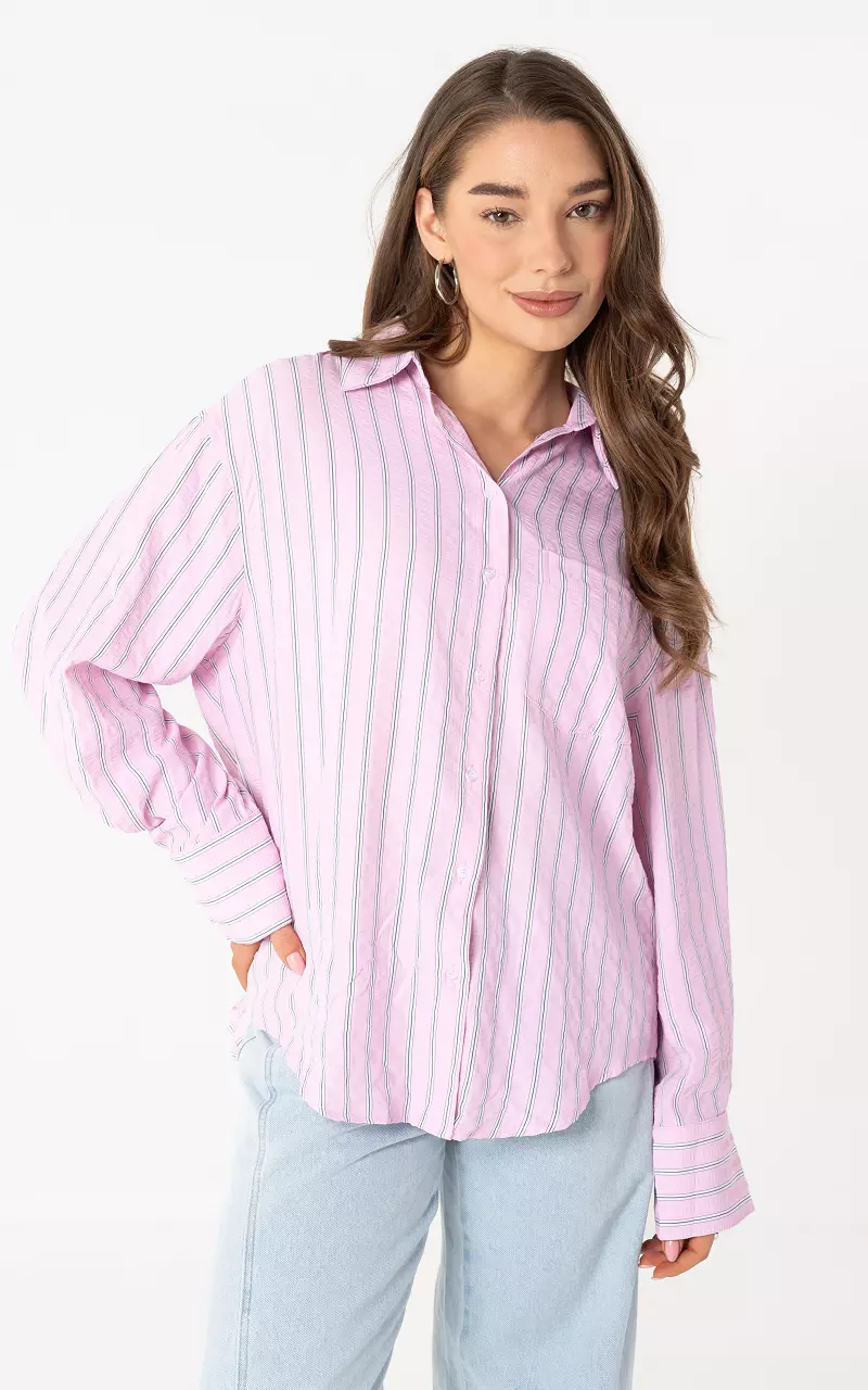 Blouse with text Pink White