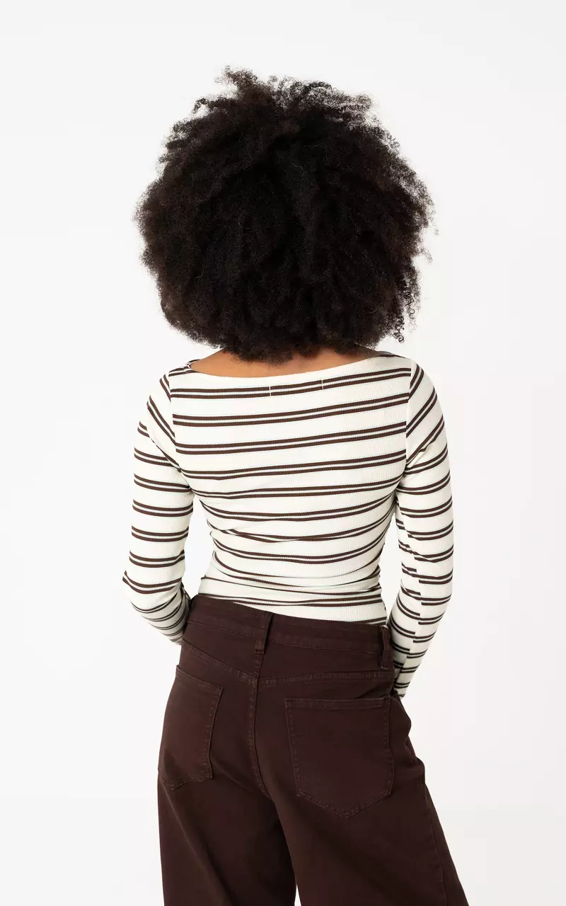 Top with boat neck White Brown