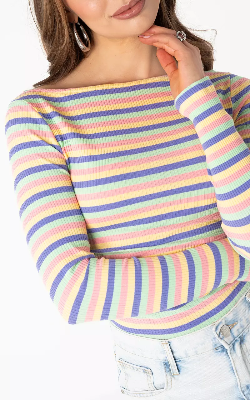 Top with boat neck Purple Pink