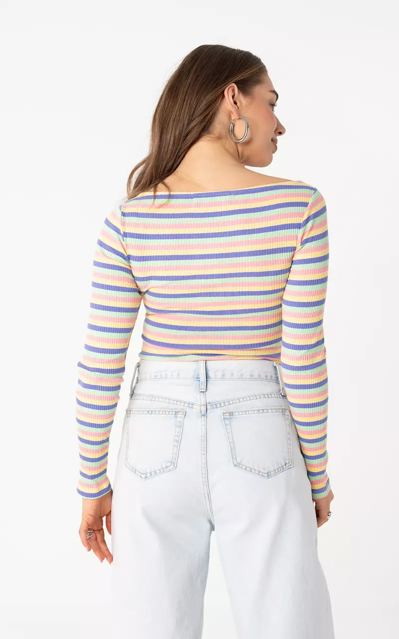 Top with boat neck Purple Pink