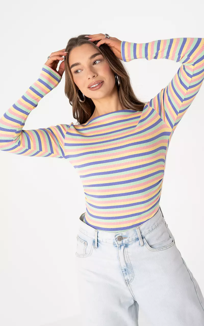 Top with boat neck Purple Pink