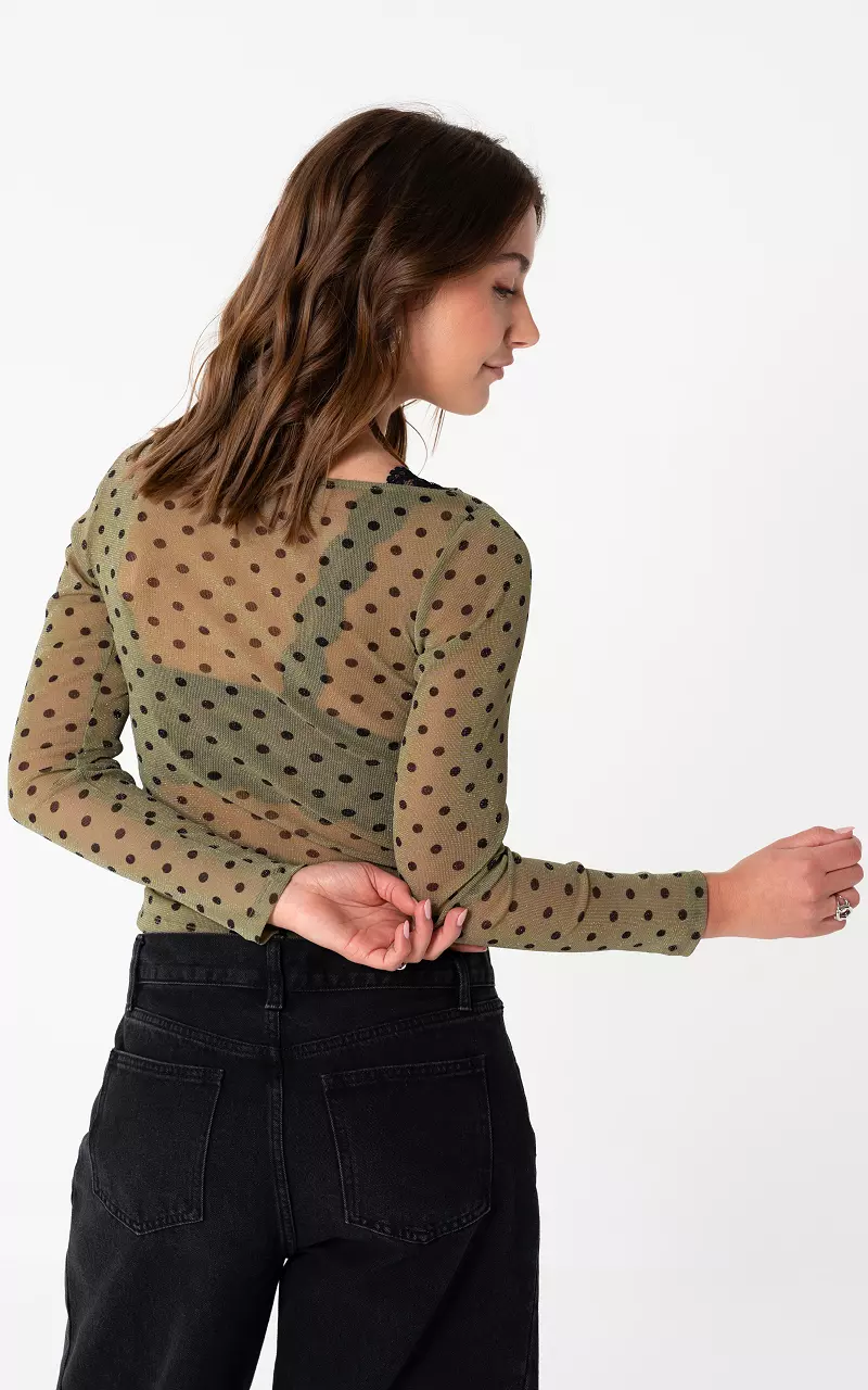 See-through top Green Black