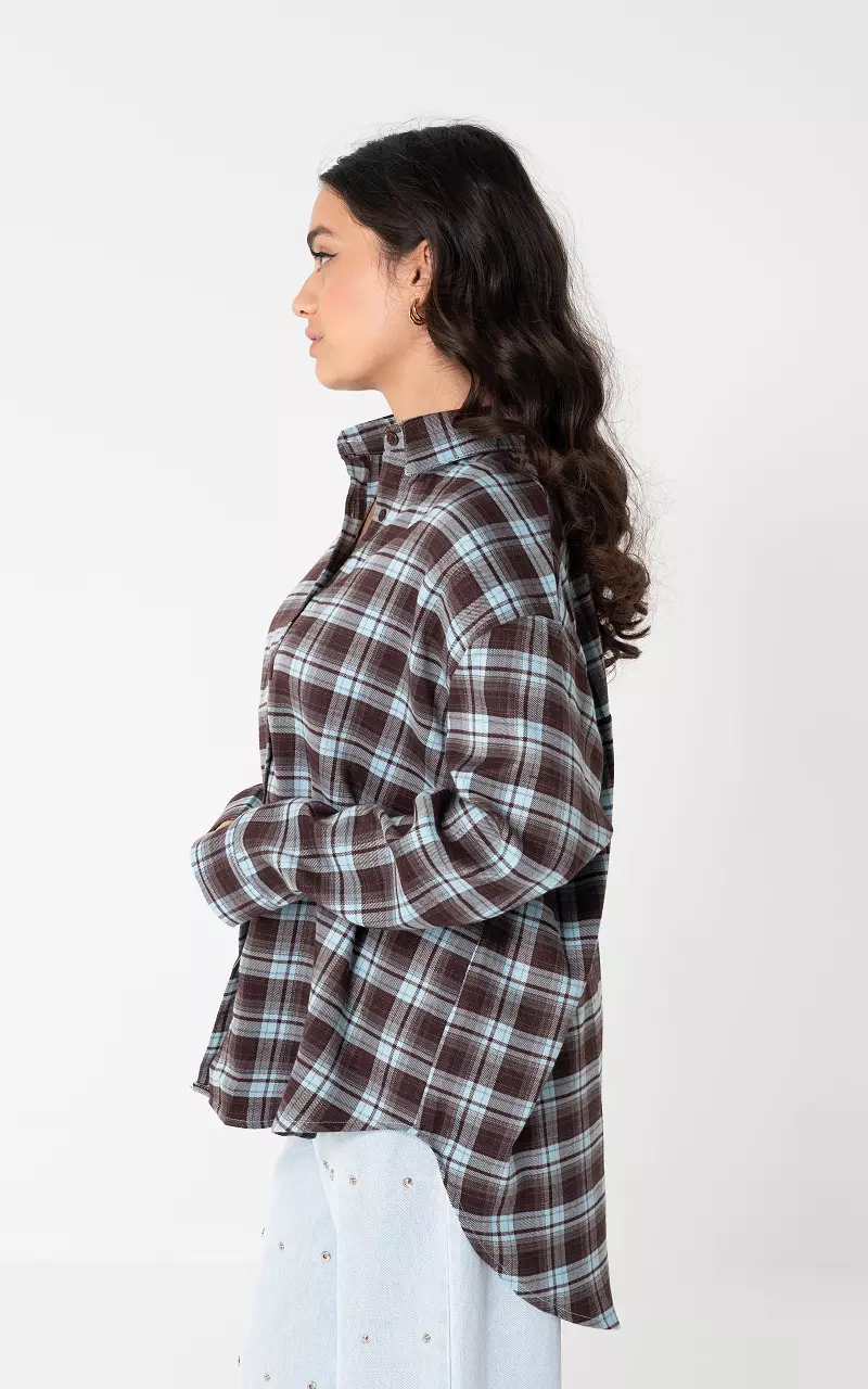 Blouse with buttons Dark Brown Light Blue