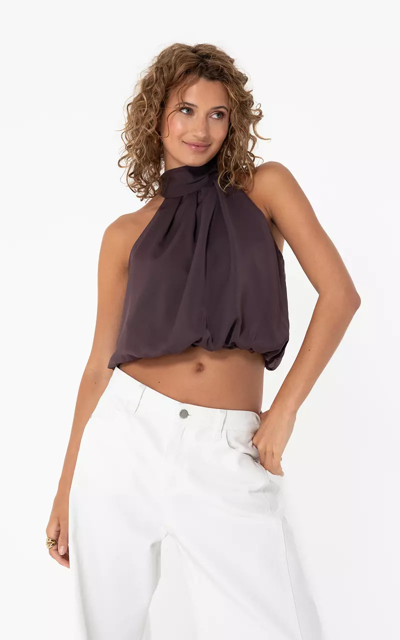 Cropped Haltertop Dunkellila