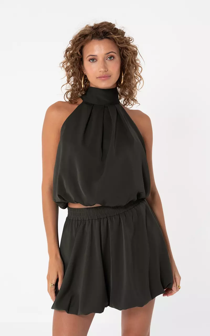 Cropped halter top Kaki