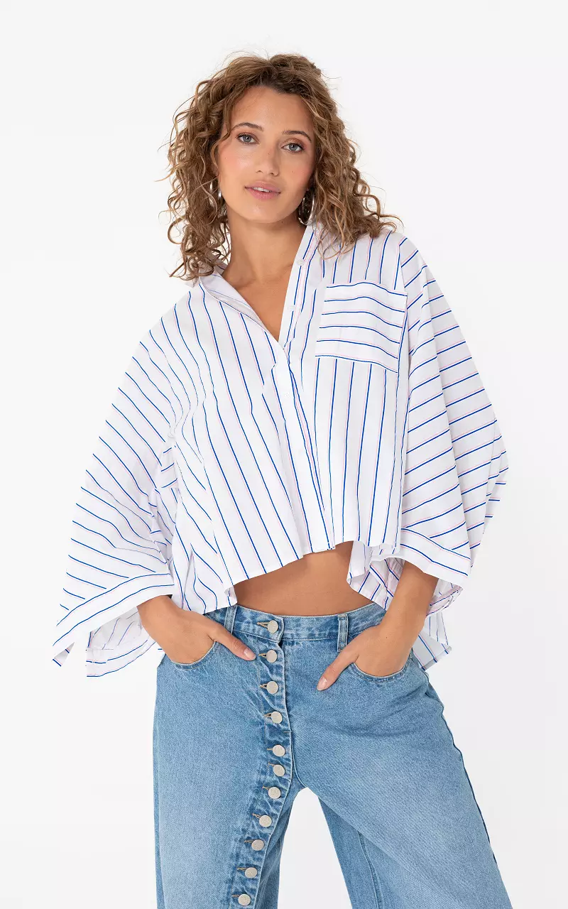 Oversized blouse White Blue