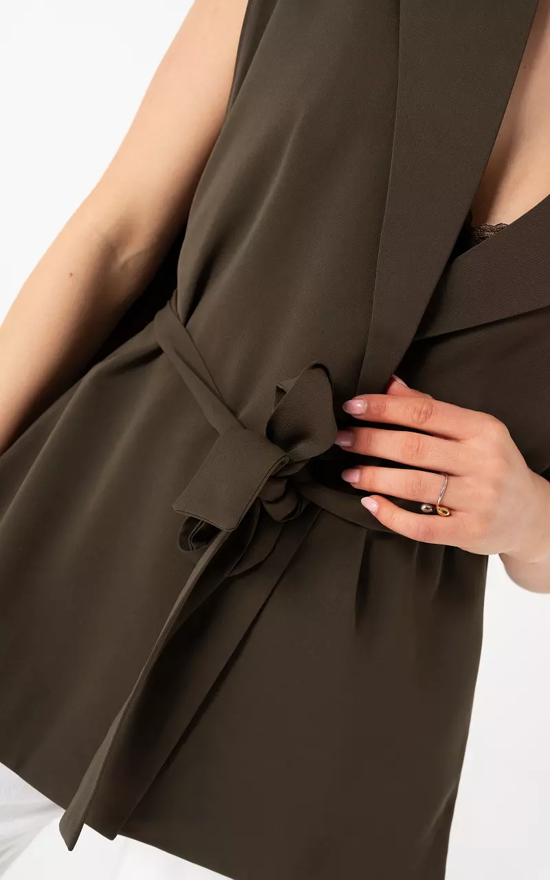 Gilet met ceintuur Donkerbruin