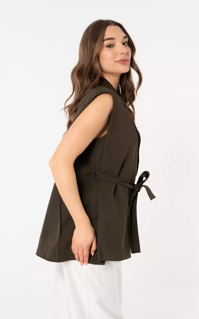 Gilet met ceintuur Donkerbruin