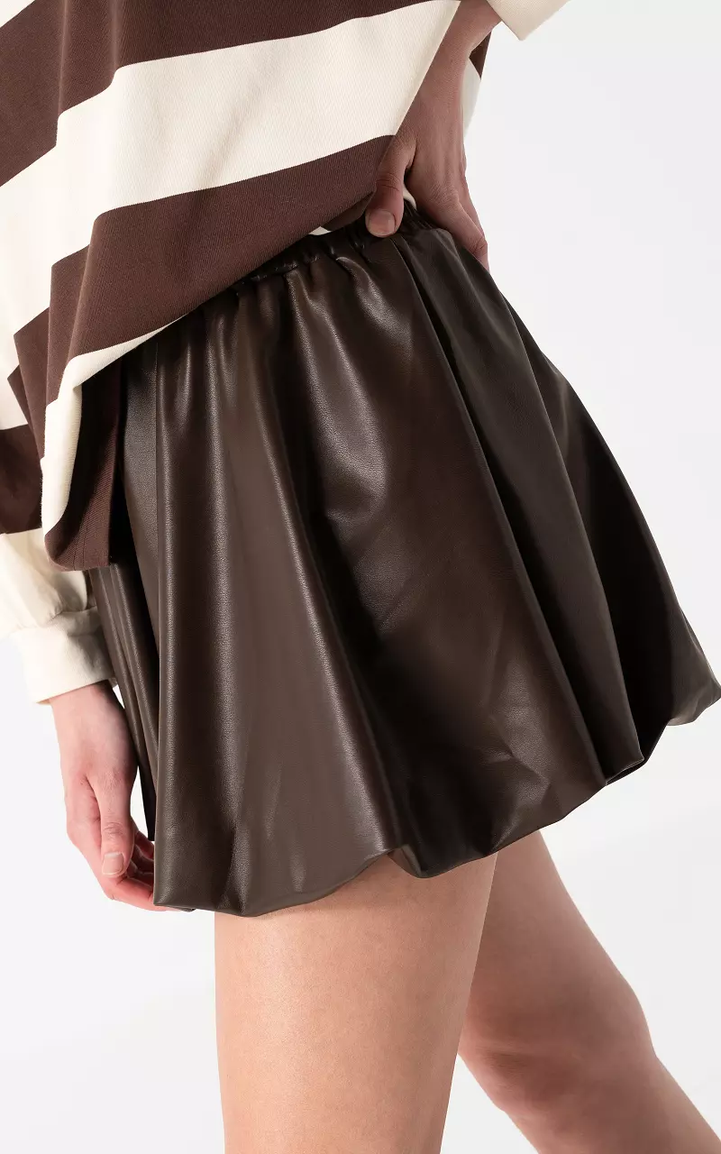 Ballon Skort in Lederoptik Dunkelbraun