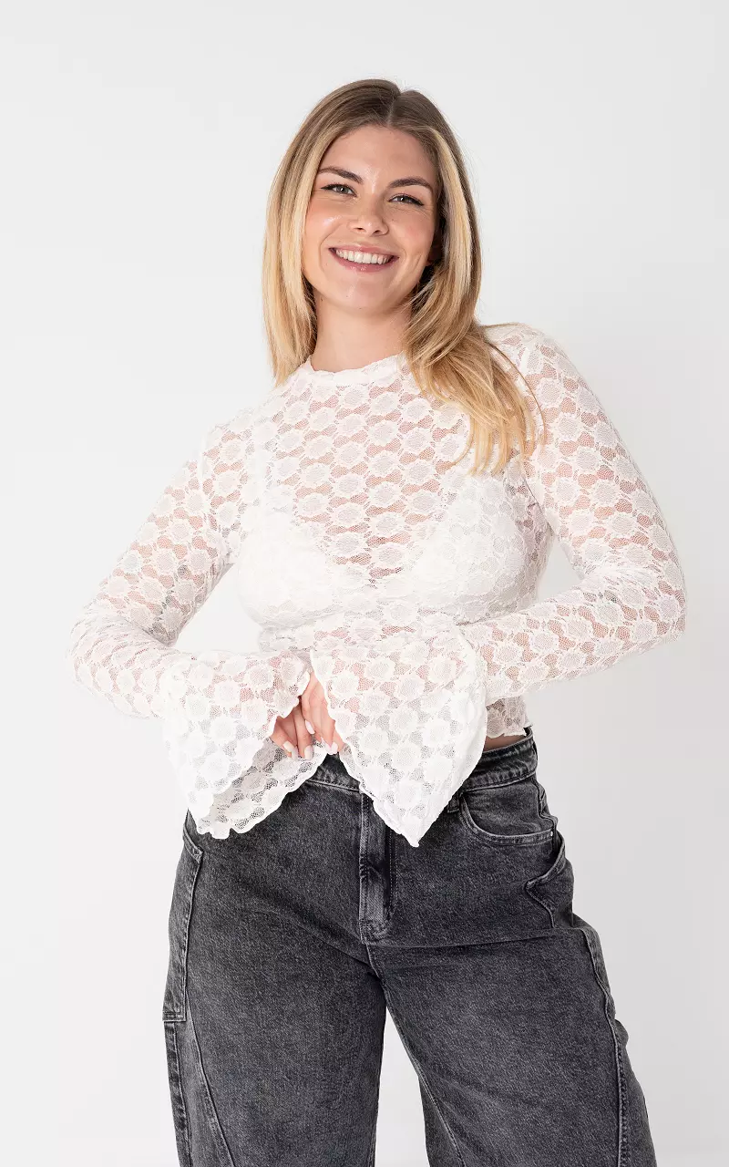 Laced see-through top White