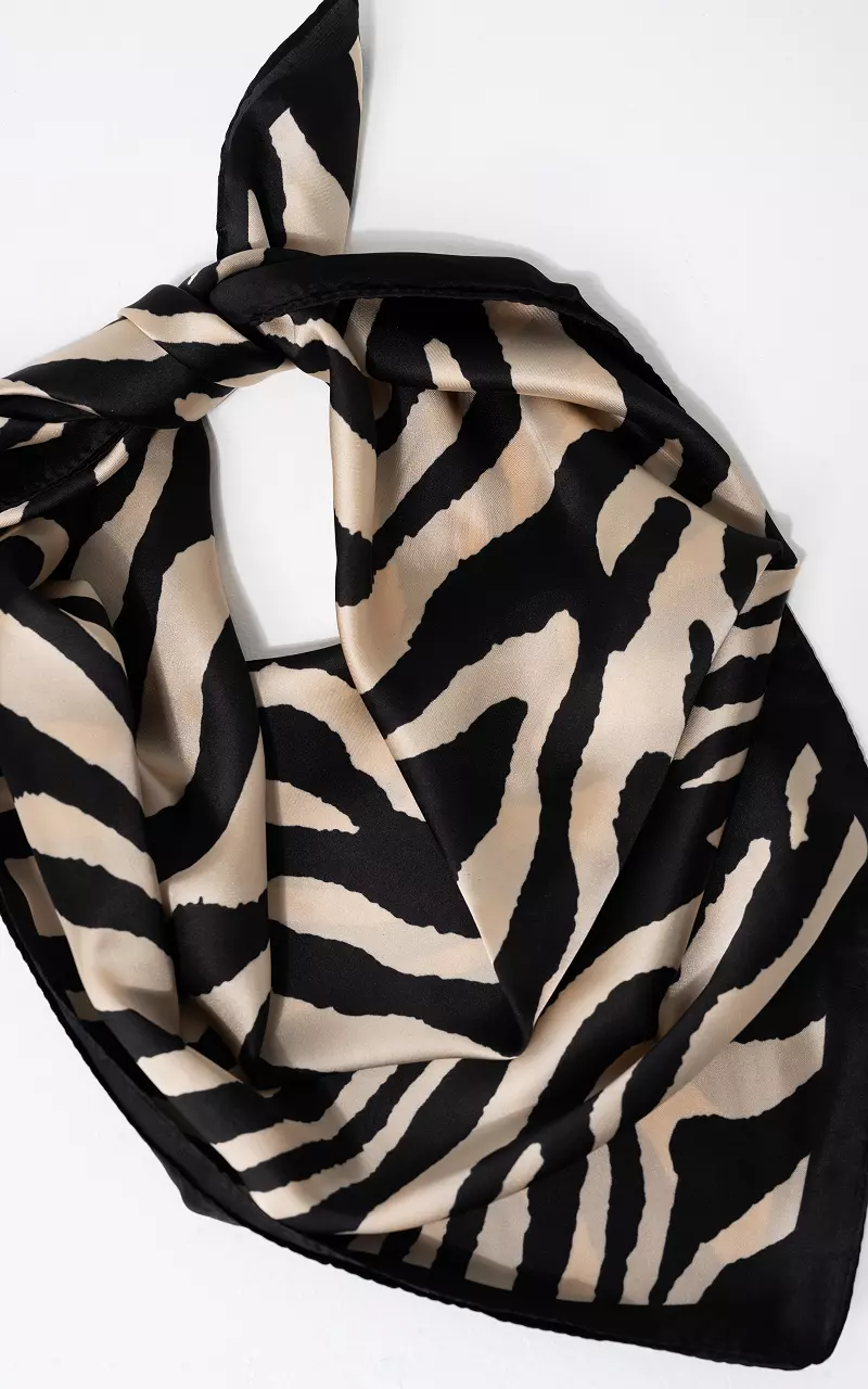 Vierkant Shawltje Zwart Beige