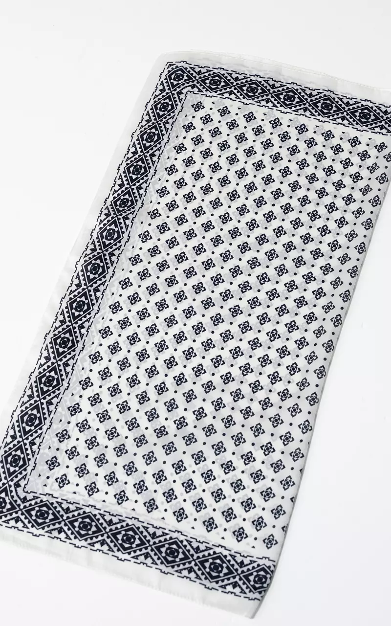 Vierkant Shawltje Wit Donkerblauw