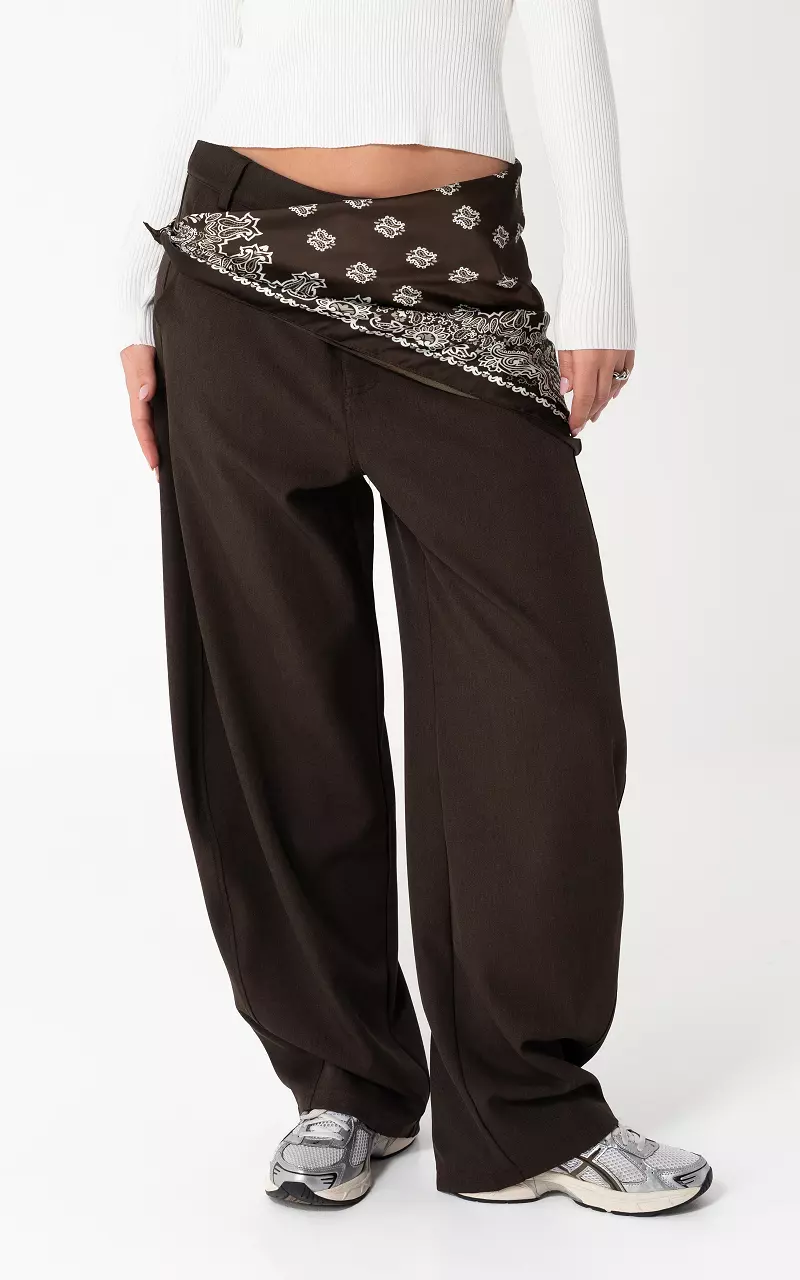 Vierkant shawltje Donkerbruin Wit