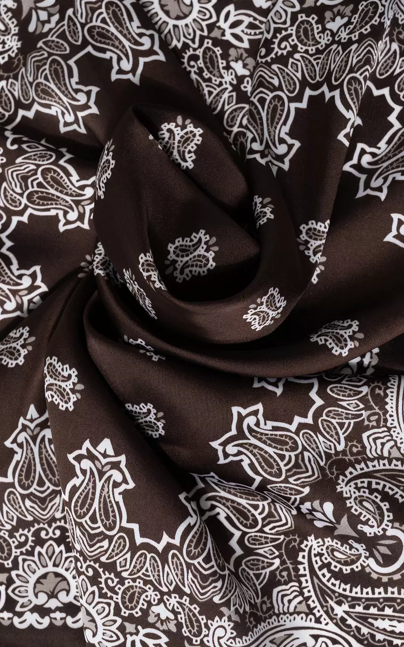 Square scarf Dark Brown White