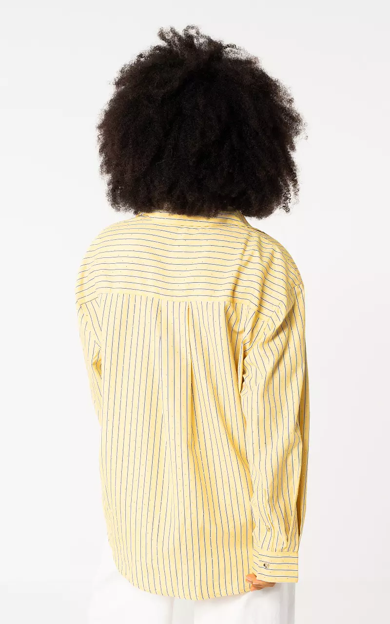 Blouse with all-over rhinestones Yellow White