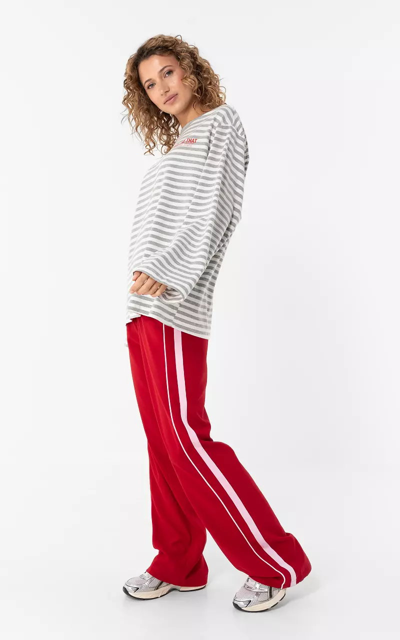 Sporty Hose mit Streifen Rot Pink