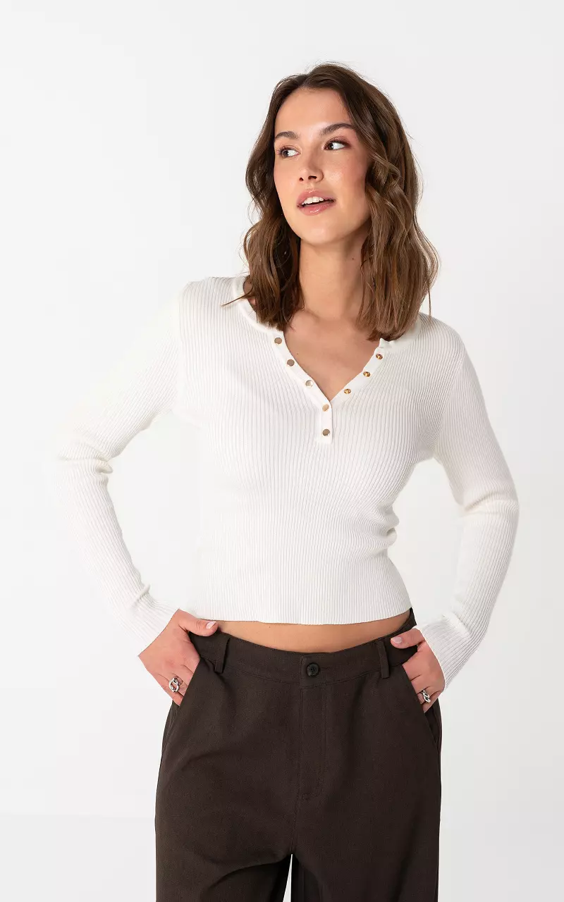 Aansluitende rib top Wit