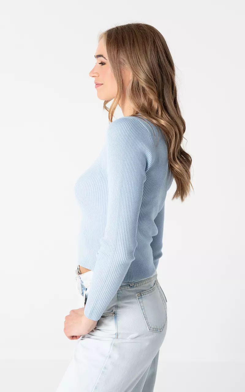 Aansluitende rib top Lichtblauw