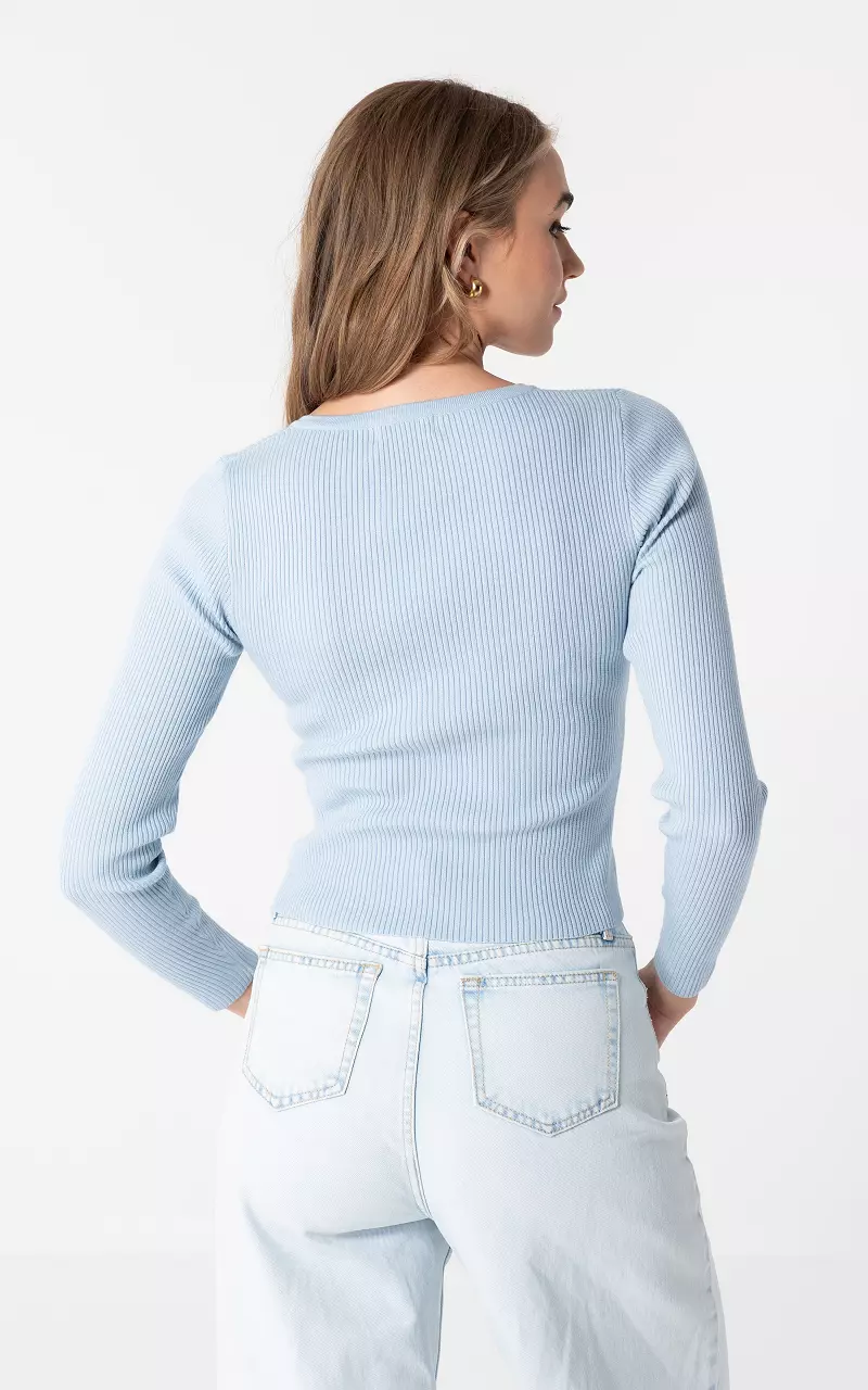 Aansluitende rib top Lichtblauw