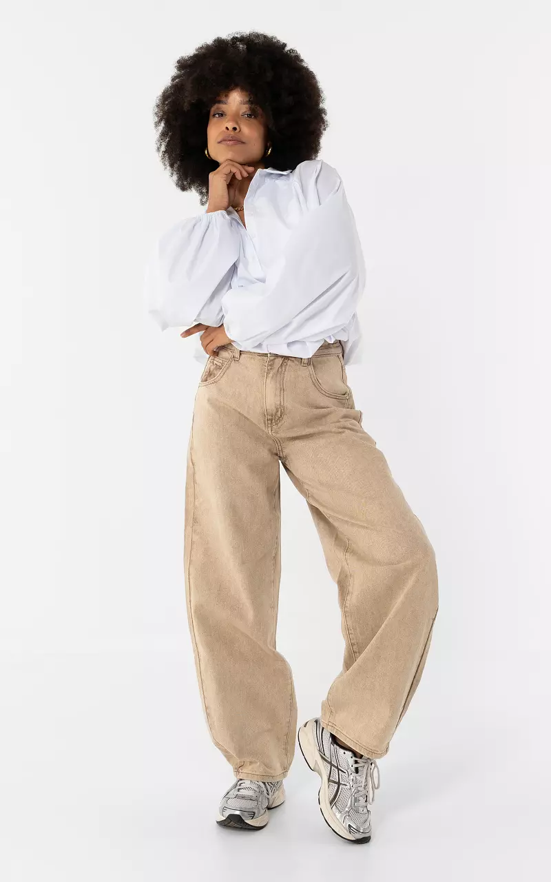Balloon Fit Jeans Beige