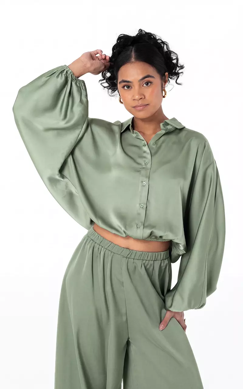 Bluse im Satin-Look Hellgrün